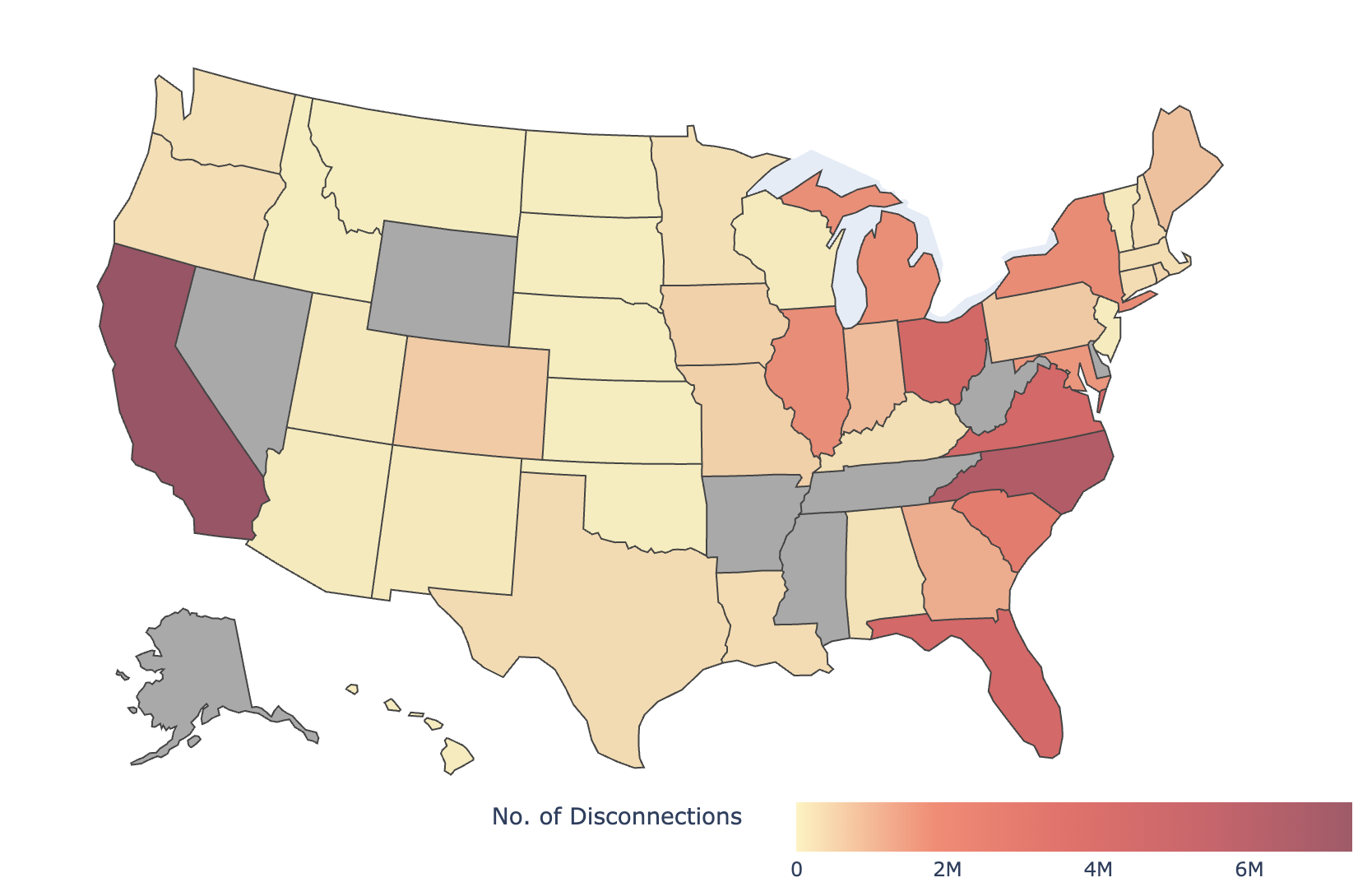Sample Utility Disconnections Dashboard map